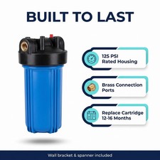 Whole House Water Filter System Big Blue 10x4.5 High Flow Chlorine Iron Removal