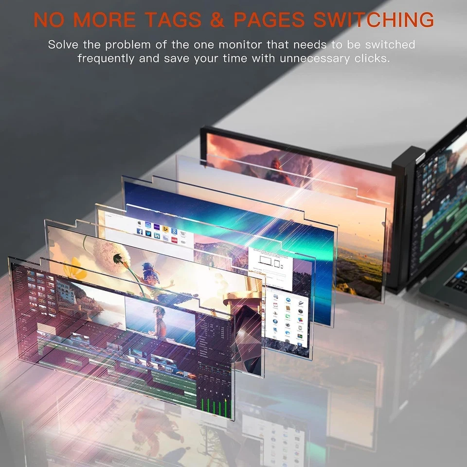 2* 11.6" Dual Portable Monitor Triple Screen FHD IPS Screen Extender for Laptops - Image 4 of 4
