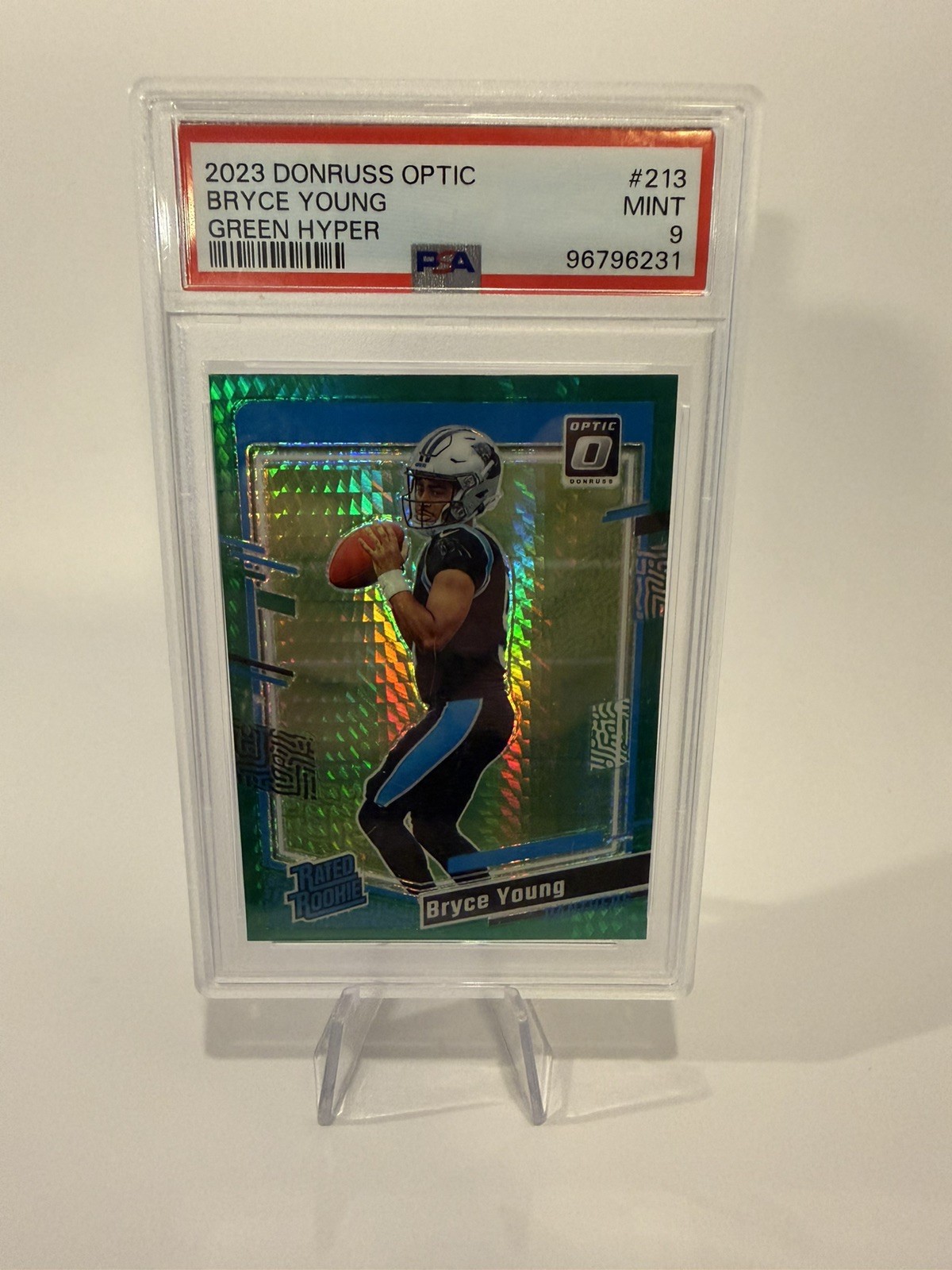 2023 Panini Donruss Optic Bryce Young Green Hyper Prizm RC #213 PSA 9
