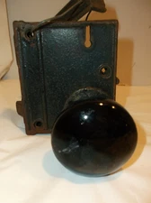 ANTIQUE BLACK PORCELAIN Door Knobs & Mortise Lock n/skeleton key