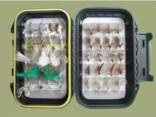 40 Boxed Barbless Sedge with Mayflies, Box Set, Mixed Sizes, TroutfliesUK