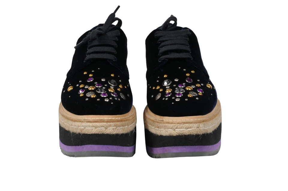 普拉达牛津美国 10 IT 40 平台厚底厚底博格斯紫色串珠天鹅绒 — 第 2/4 张图片