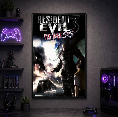 Retro Residence Evil 3 Nemesis Gaming Poster & Canvas | Man Cave Wall Art Decor