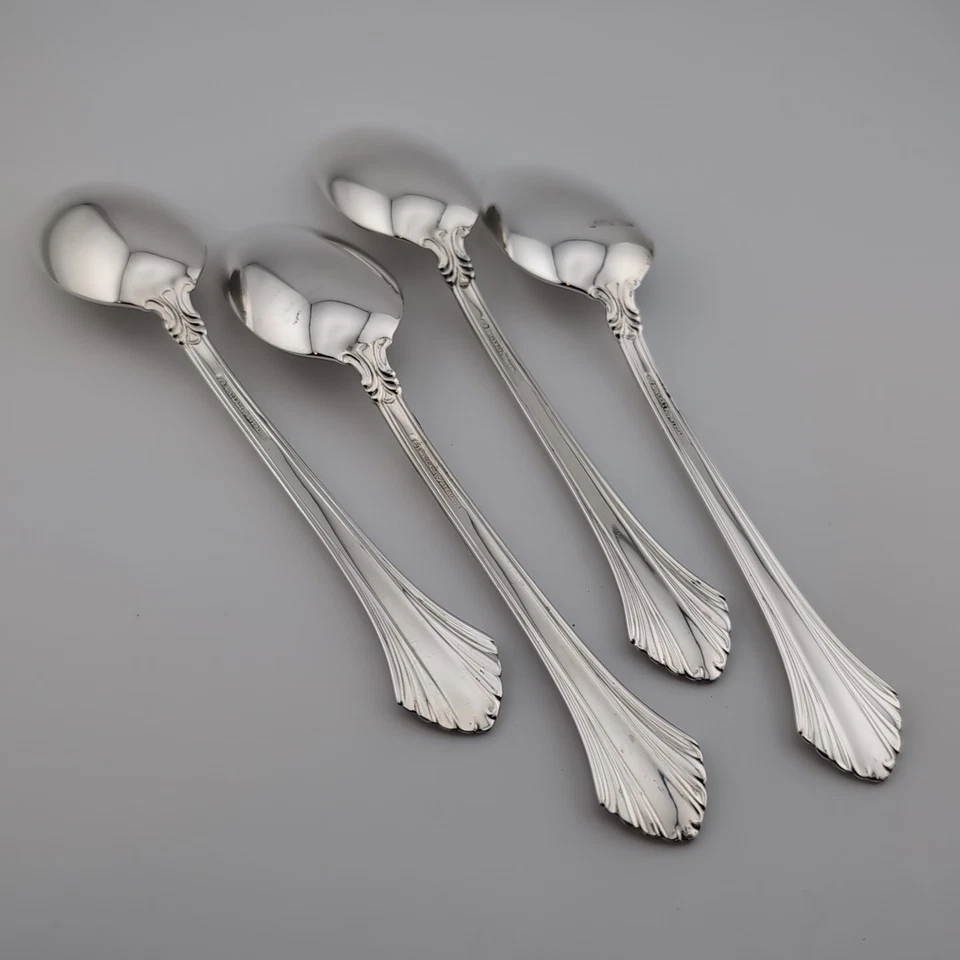 Juego de 4 cucharas de postre para sopa ovaladas de plata esterlina Wallace French Regency - 7" Foto 2 de 3
