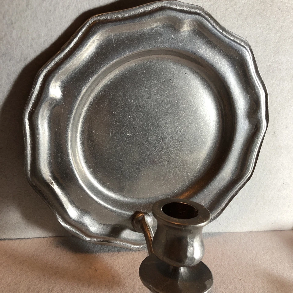 Colonial Williamsburg Style Primitive Pewter Candle Wall Scone Reflector - Image 3 of 4