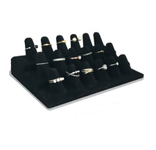 18 Finger Ring Display Stand Black Velvet 3-Step Jewelry Organizer Showcase