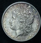 1890-S $1 Morgan Silver Dollar AU/BU Slider Toner ~ 26043