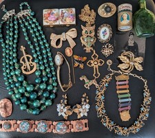 Antique Vintage Victorian Jewelry Estate Lot Brooch Mourning Cross Watch Pendant