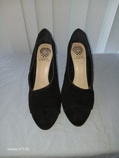 Vince Camuto black suede peep-toe pumps