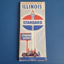 Vintage 1940's Highway Map ILLINOIS Standard Oil Company HM Gousha Map FREE SHIP