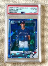 Manuel Beltre - 2021 Bowman Chrome - BLUE Sapphire Refractor  - PSA 10 - POP 12
