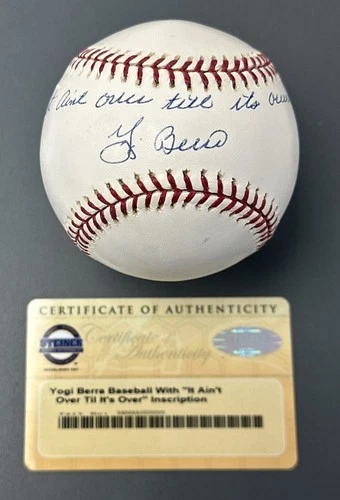 Yogi Berra It Ain’t Over Til It’s Over SIGNED Official MLB Baseball STEINER - NM