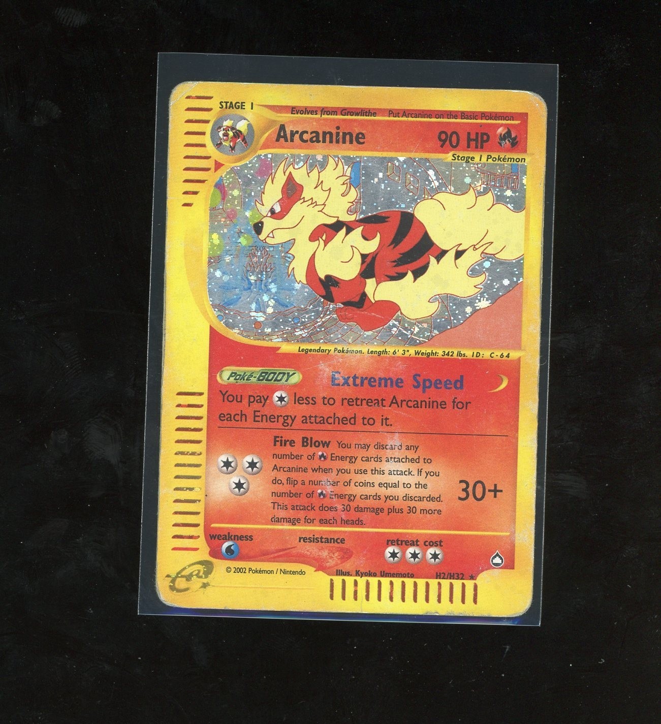 2003 Aquapolis Arcanine Holo Foil Rare H2/H32 E-Reader Series Pokemon Vintage