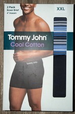 Tommy John Cool Cotton 4 Inch Boxer Briefs - XXL - Stripe/ Black - 2 Pack - NEW