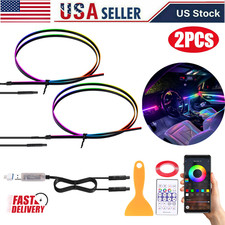 RGB Car Interior LED Light Strip 2x110cm Bluetooth APP Control USB 5V Ambient