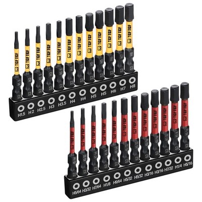 Impact Hex Head Allen Wrench Drill Bit Set, 24PCS, 2-inch (Metric & SAE), Pre...