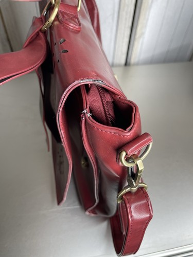 Ecosusi Briefcase Burgundy Laptop Bag Red Floral Messenger Vegan Leather - Picture 5 of 8