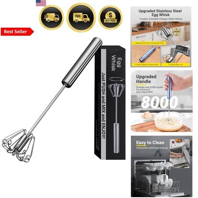 Egg Whisk Stainless Steel Hand Beater Semi Automatic 12 Inch Easy to Use