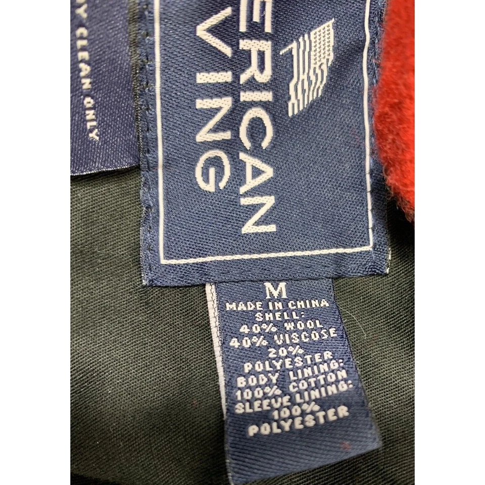 Chaqueta American Living Para Hombre Mediana Roja Negra Mezcla de Lana a Cuadros Abrigo con Cremallera Exterior Foto 4 de 4