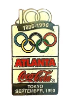 Vintage Atlanta Olympics Coca-Cola Tokyo Sept 1990 1 1/2" Metal Pinback