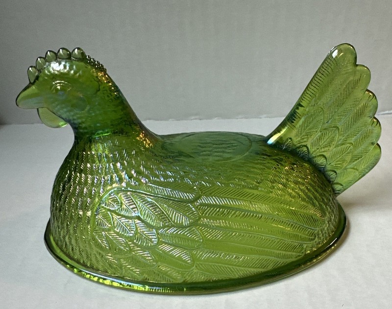 Indiana Iridescent Lime Green Hen on Nest - TOP only. 