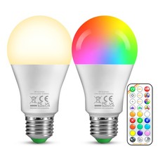 2X Colour Changing Light Bulb 12W E27 Dimmable Multi-Color with Remote Control