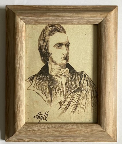 Vintage Drawing Pen + Ink Male Portrait The “Most Noble Duke Of Argyll “ Framed