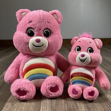 Care Bear Plush Lot of 2 Cheer Bears Rainbow Pink Medium/Small