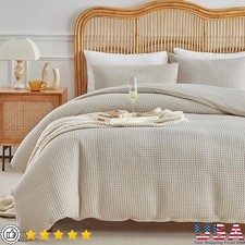 Waffle Weave Duvet Cover Queen Khaki Textured Duvet Cover Set Breathable 3 Piece