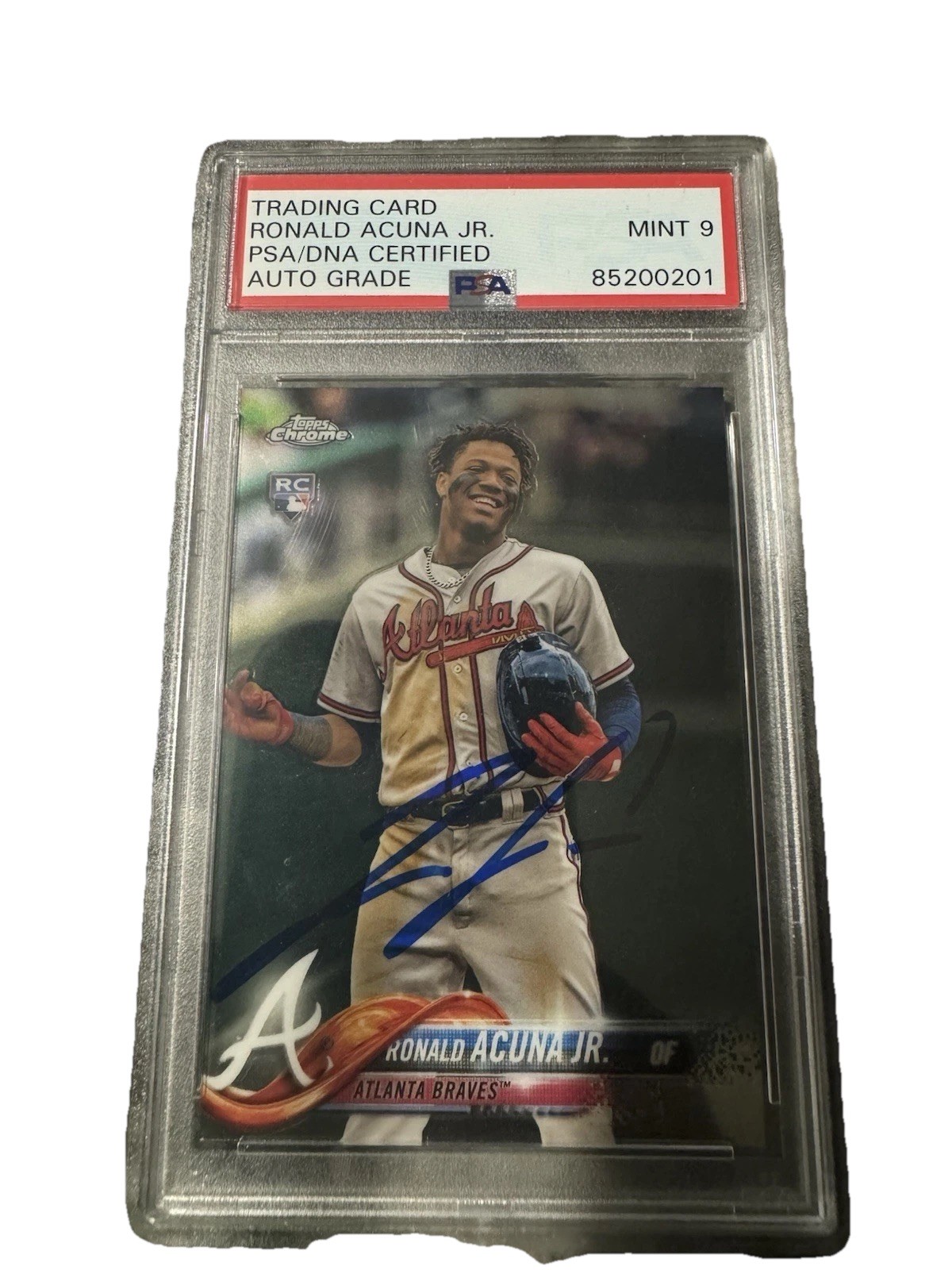 Ronald Acuna Jr 2018 Topps Chrome Update #HMT25 RC Signed Auto PSA DNA Authentic