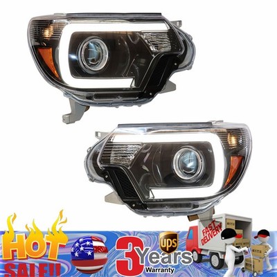 For 2012-2015 Toyota Tacoma LED DRL Bar Projector Headlights Headlamp Left+Right