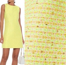 alice+olivia Yellow Tweed Mini Dress Sleeveless Lurex Sequins Size S