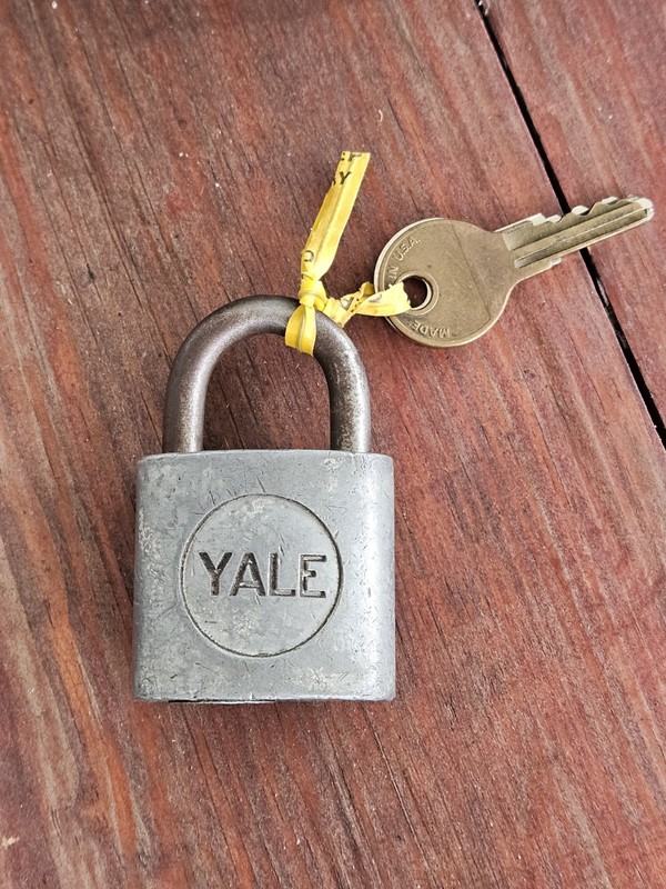 Vintage Yale Padlock with Key Mid Century Working Lock Industrial Metal Lock