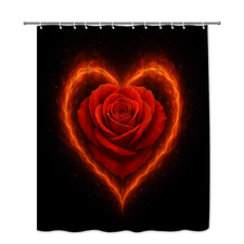 Romantic Red Rose Shower Curtain - Heart Design for Bathroom Decor