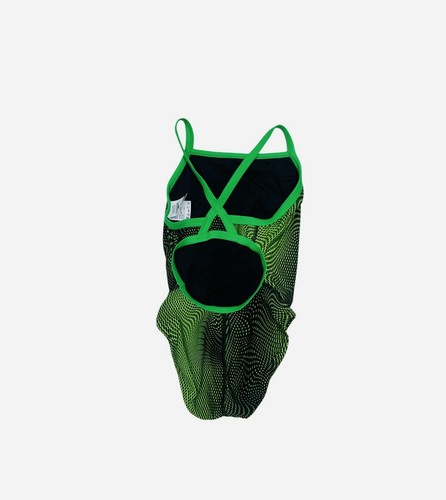 Speedo Power flex Eco Girls Size 24 Green Black 1 Piece Raceback Swimming Suit - Picture 2 of 4