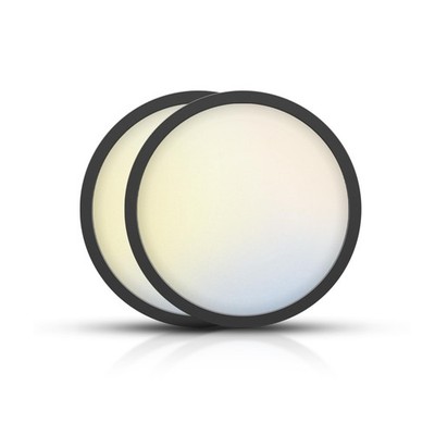 Black Slim LED Surface Mount Ceiling Light, 9inch Dimmable Round Flat Panel L...