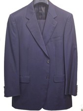 Canali Navy Blue Super 130 Wool Suit 46R Made in Italy - Pristine