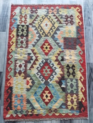 Artisan Handmade Afghan/Türkischer Kelim Teppich, Azteken Wolle Vorleger Größe 150x100 CM