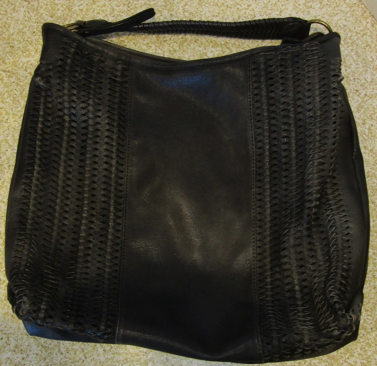 Moda Luxe Black Faux Leather Large Purse