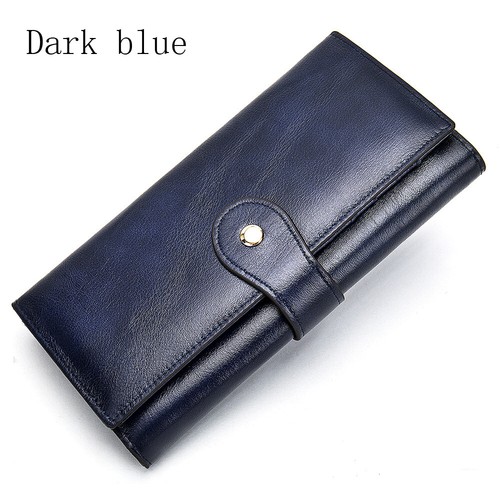 Women's Genuine Leather Long Clutch Wallet Vintage ID Card Holder RFID Blocking - Picture 4 of 19