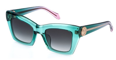 Occhiali da sole donna firmati Just Cavalli verde acqua lenti sfumate cat eye