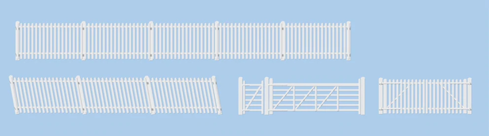 Ratio 420 OO Gauge GWR Station Fencing (White) incl Gates/Ramps