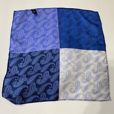 Mens Two Tone Blue Paisely Print 100 Silk Pocket Square/Hanky