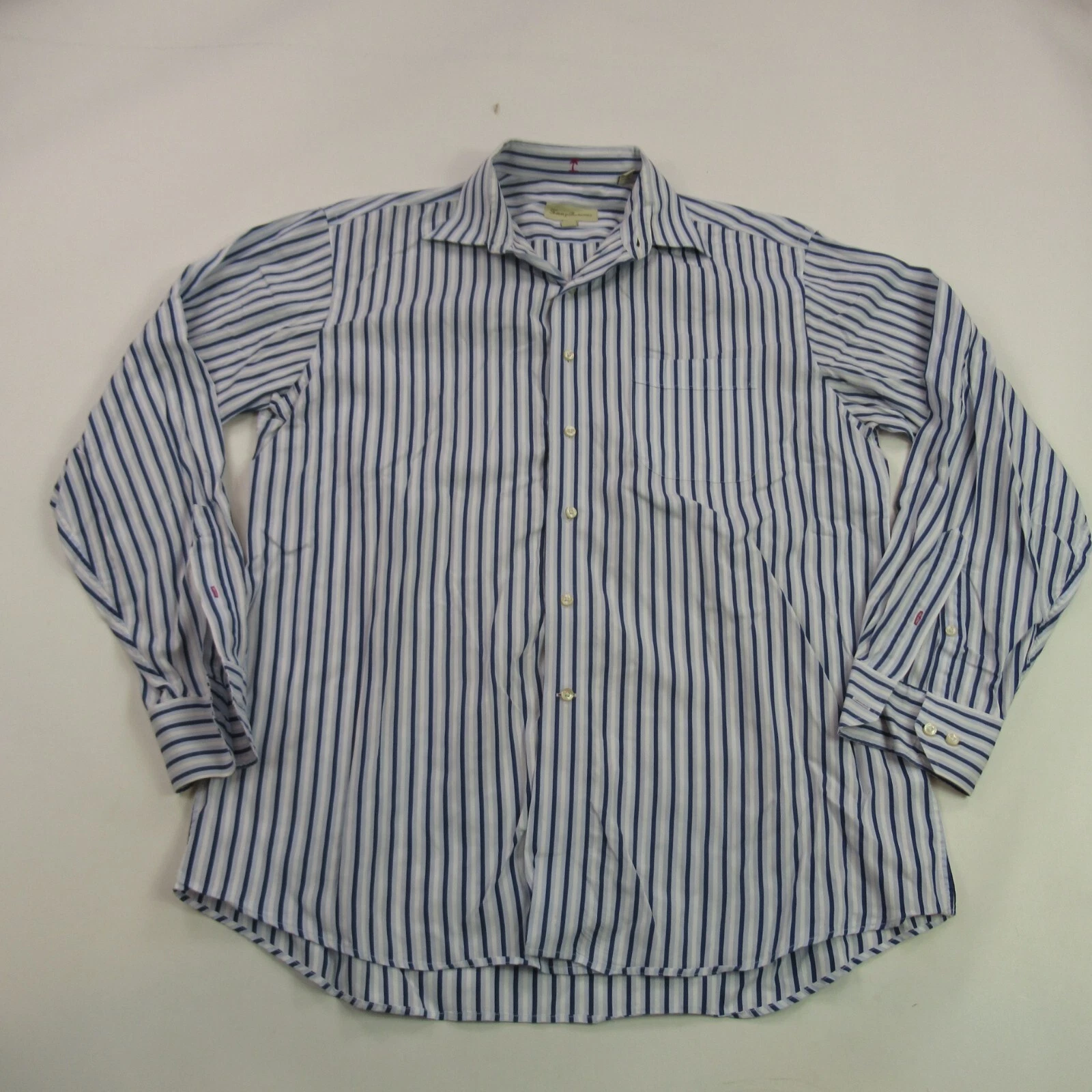 Tommy Bahama Shirt Mens 16 34/35 Long Sleeve Button Up Lightweight Stripes