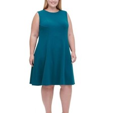 Tommy Hilfiger Womens Plus 14W Forest Green Sleeveless Knee Length Dress NWTDF39