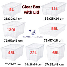 IKEA SAMLA Storage Box with Lid Clear Plastic Stackable Storag Organiser 5L-130L
