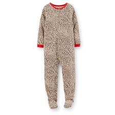 NWT CARTER'S CARTERS Girls Sz 6 Brown Cheetah Fleece Footed Pajamas