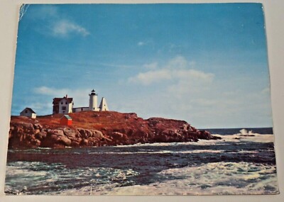 Nubble Light York Beach Maine Lighthouse Giant Super Large Chrome Postcard