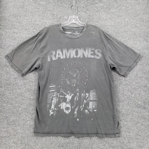 Pull Bear T-Shirt Mens L Large Gray The Ramones Rock Band Short Sleeve
