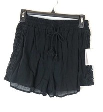 La Blanca Women  s Black Boardshorts, Crochet Side Size XS